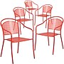 Flash Furniture Patio Arm Chair with Round Back, Coral, 5 Pack (5CO3RED)~#|#~sp160416720_sc7