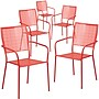 Flash Furniture Patio Arm Chair with Square Back, Coral, 5 Pack (5CO2RED)~#|#~sp160416722_sc7