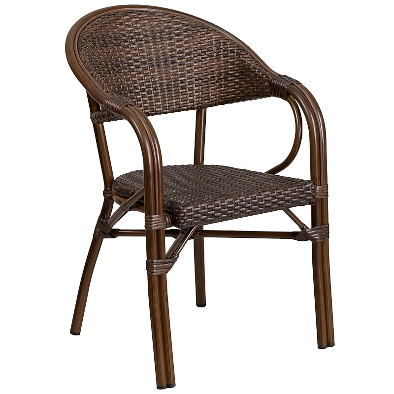 Flash Furniture Milano Series Bamboo Patio Chair, Cocoa Rattan/Bamboo-Aluminum Frame (SDAAD642003R1) image 1