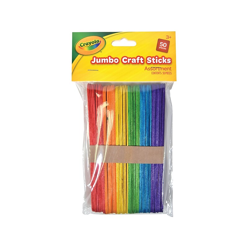 Crayola Jumbo Craft Sticks, Assorted Colors, 50/Pack (PAC3776-06CRA) image 1