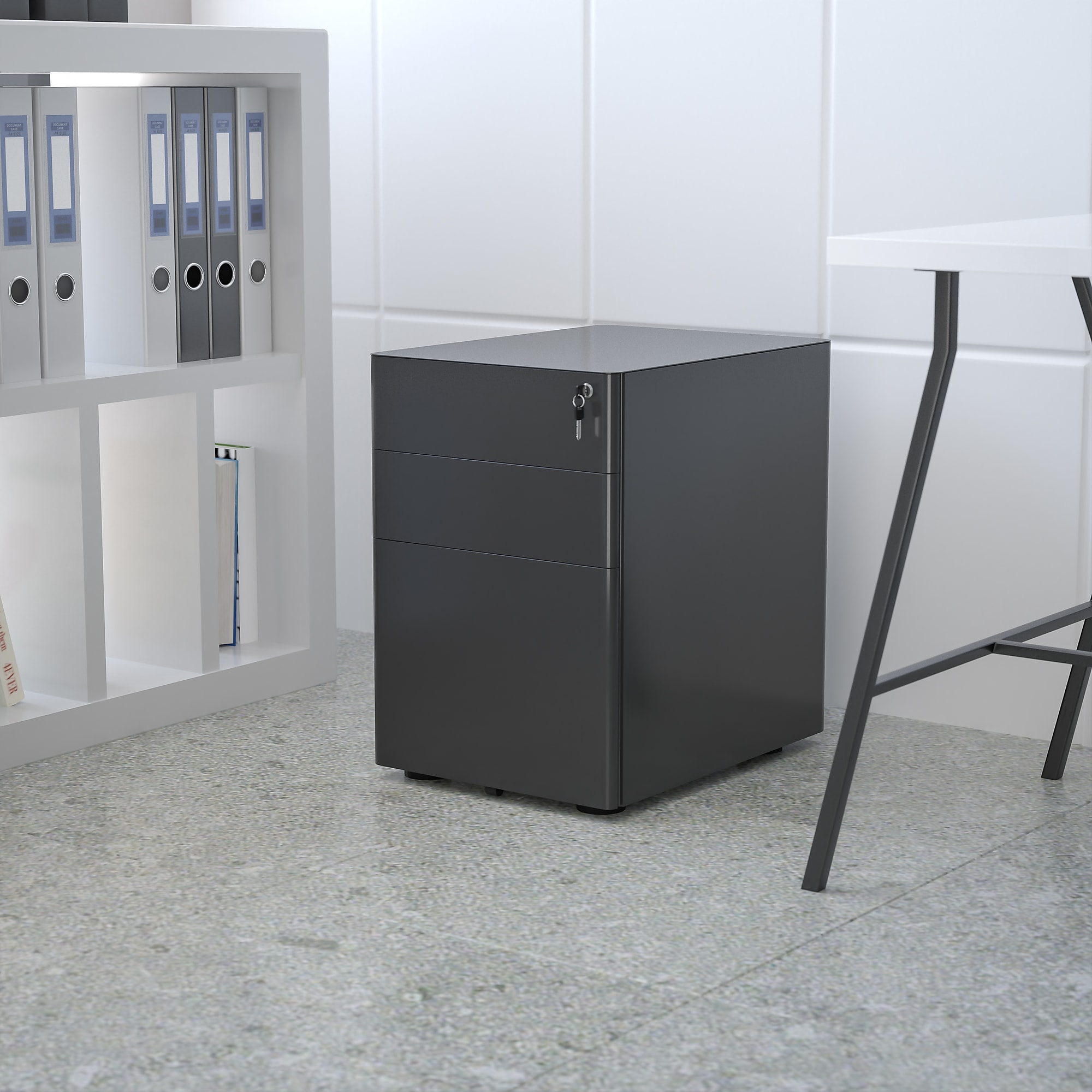 Flash Furniture 3-Drawer Mobile File Cabinet, Letter/Legal Size, 21″D, Black (HZCHPL01BK) Sansujyuku sansujyuku.com