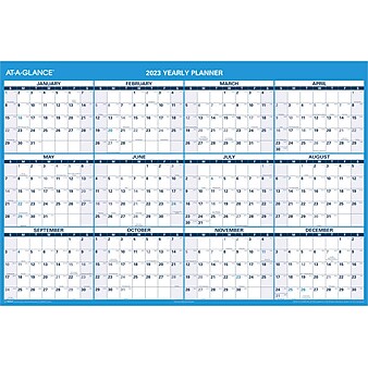 2023 AT-A-GLANCE 48" x 32" Yearly Dry-Erase Wall Calendar, Reversible,  Blue/White (PM300-28-23) | Staples