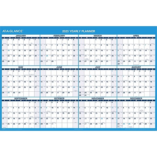 2023 ATAGLANCE 48" x 32" Yearly DryErase Wall Calendar, Reversible