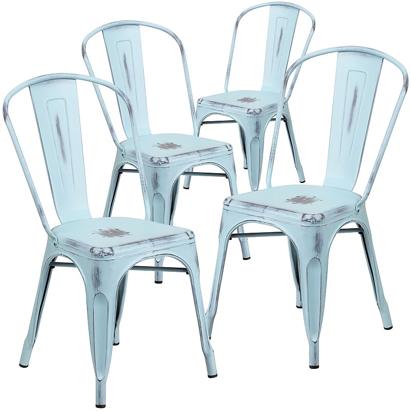 Flash Furniture Colorful Restaurant Chair, Green-Blue, 4 Pack (4ET3534DB) image 1