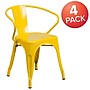 Flash Furniture Colorful Restaurant Chair with Arms, Yellow, 4 Pack (4CH31270YL)~#|#~sp160417953_sc7