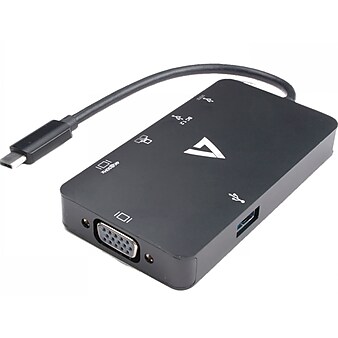 V7 Docking Station for USB Type-C Enabled Laptops (V7UC-U3CRJ45HDVG-BLK)