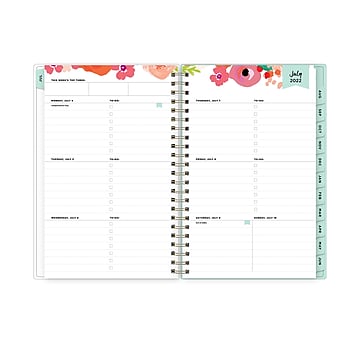 2022-2023 Blue Sky Day Day Designer Secret Garden Mint 5" x 8" Academic Weekly & Monthly Planner, Multicolor (137900-A23)