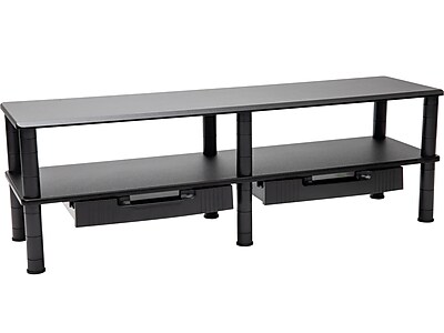 Mind Reader Dual Monitor Risers, Extended 2-Tier Stand for Double Screens, Multiple Laptops, Side by Side Viewing Setup, Home Office or Desktop, Supports 40 lbs., Black