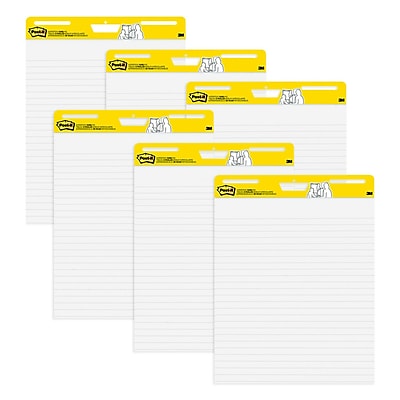 Post-it Self-Stick Easel Pads 25 x 30 White 30-Sheets per pad x 6 Pads 6 Pack