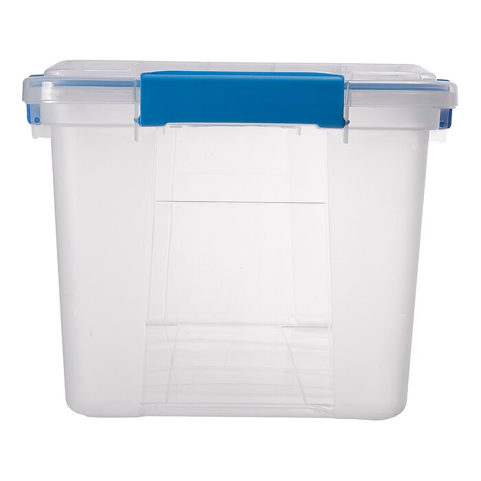 Ezy Storage 52.8 Qt. Latch Lid Storage Tote, Clear/Blue (33608