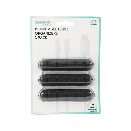 Vivitar Gomovi Cable Organizer, Black, 3/Pack (MOV1200NBARAT24) Staples