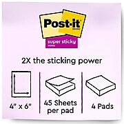 Post-it® Super Sticky Notes, 5" x 8", Energy Boost Collection, Lined, 4 Pads/Pack, 45 Sheets/Pad (5845-SSUC)