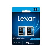 Lexar Professional 633x LSD32GCB1NL6332 32GB Flash Memory, SDHC 2/Pack
