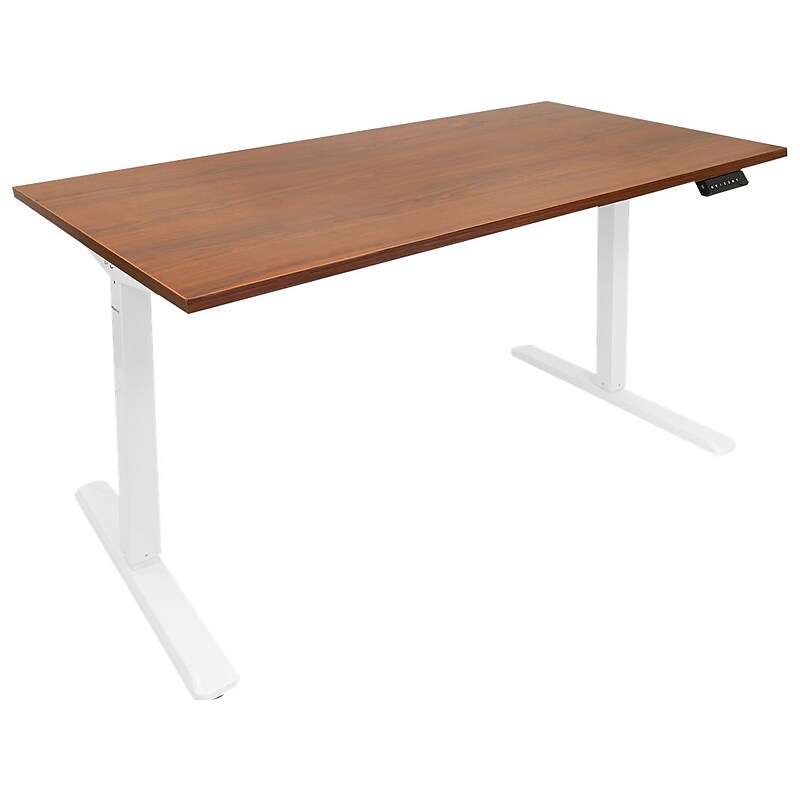 Mount-It! 55"W Electric Adjustable Standing Desk, Brown/White (MI-18062) image 1