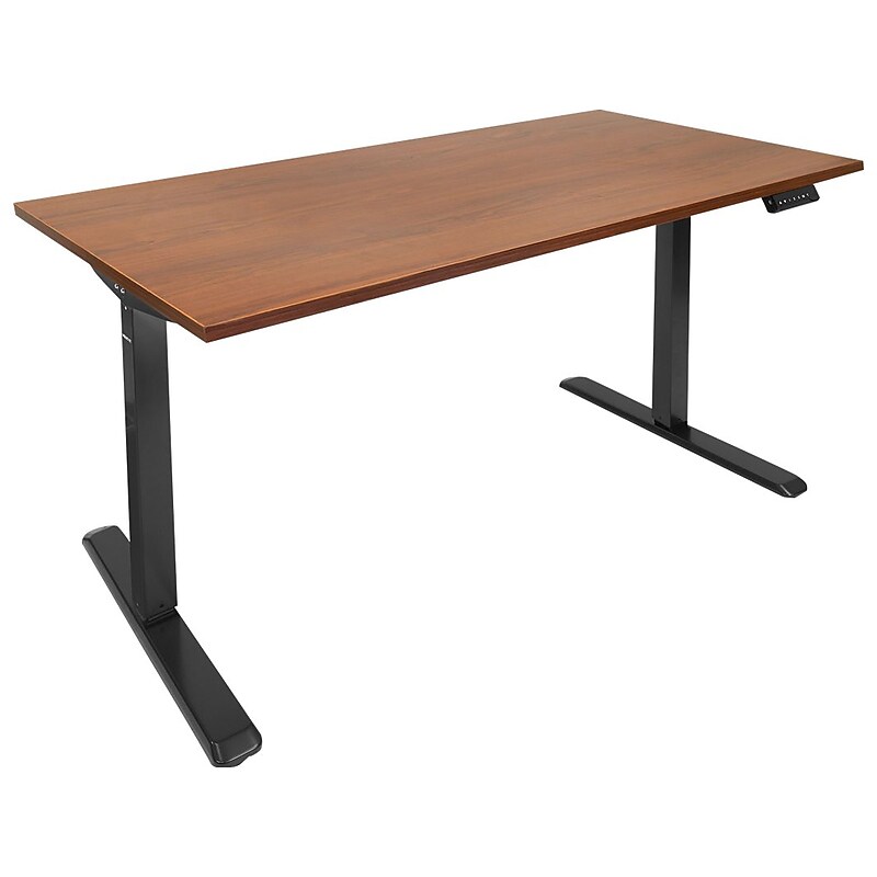 Mount-It! 55"W Electric Adjustable Standing Desk, Hazelnut Brown/Black (MI-18065) image 1