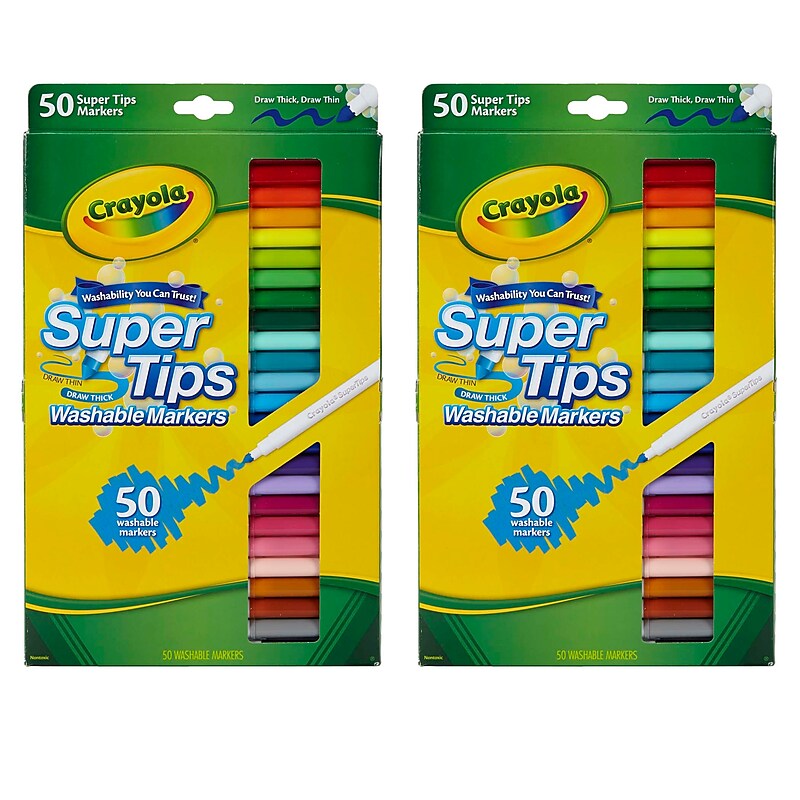 Crayola Washable Markers, Super Tips, 50 Assorted Colors, 2 Boxes (BIN585050-2) image 1