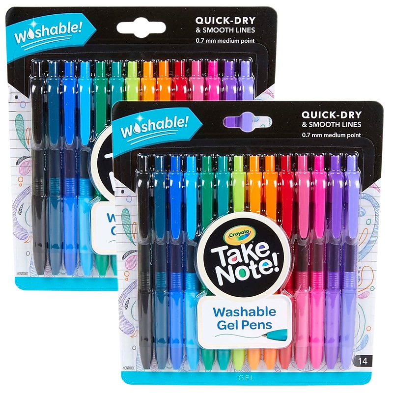 Crayola Take Note! Retractable Gel Pens, Medium Point, Assorted Colored Ink, 14/Pack, 2 Packs (BIN586414-2) image 1