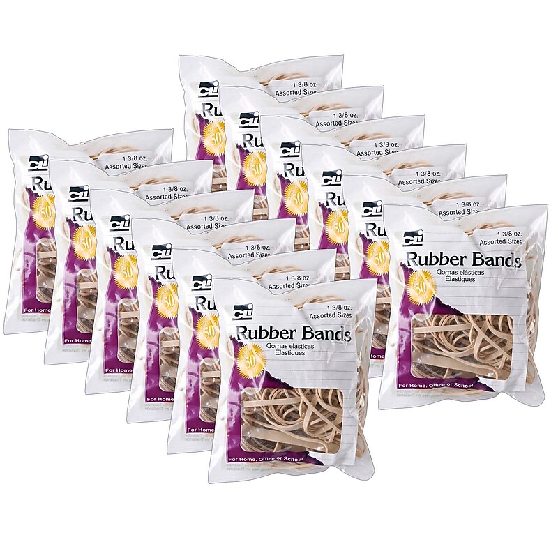 Charles Leonard Rubber Bands, Natural Color, 1-3/8 oz. Bag, 12 Bags (CHL56381-12) image 1