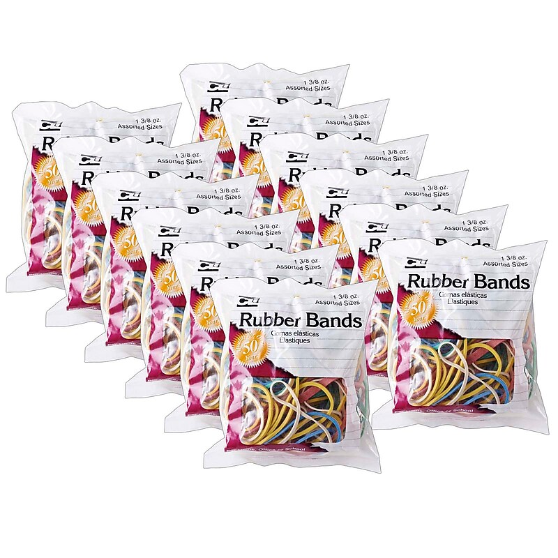 Charles Leonard Rubber Bands, Assorted Sizes, 1-3/8 oz. Bag, 12 Bags (CHL56385-12) image 1