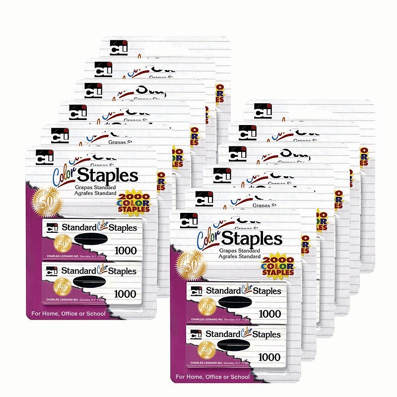 CLI Standard Color Staples, Assorted Colors, 2000/Pack, 12 Packs (CHL80262-12) image 1