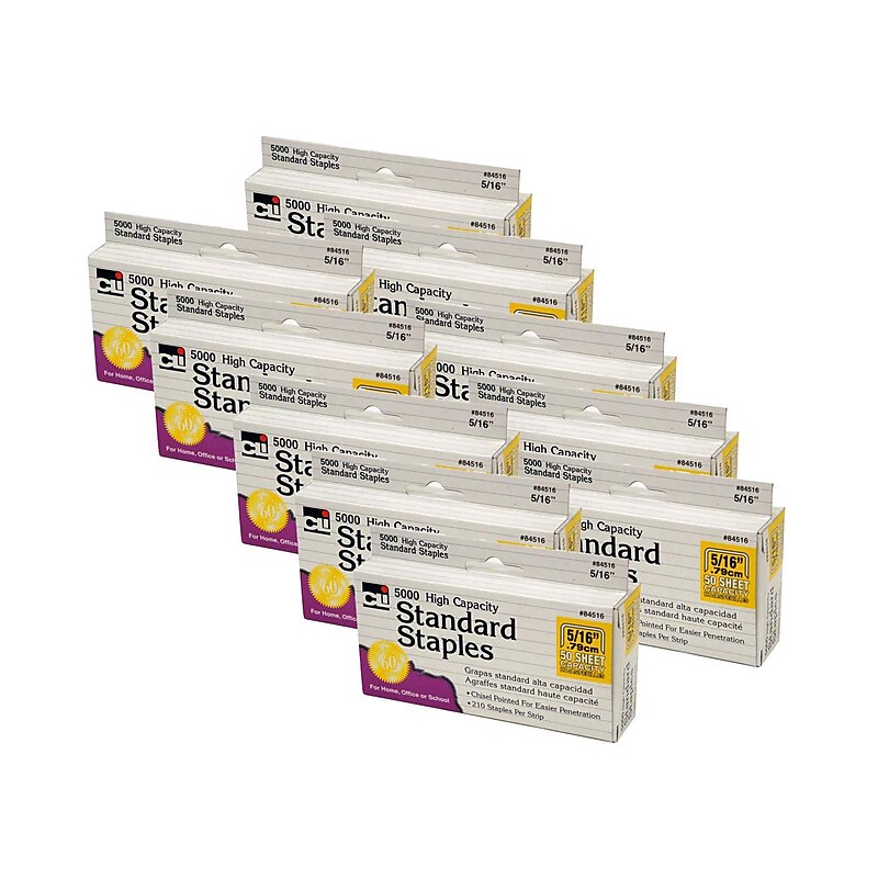 CLI High Capacity Standard Staples, 5/16" Leg Length, 5000/Pack, 10 Packs (CHL84516-10) image 1