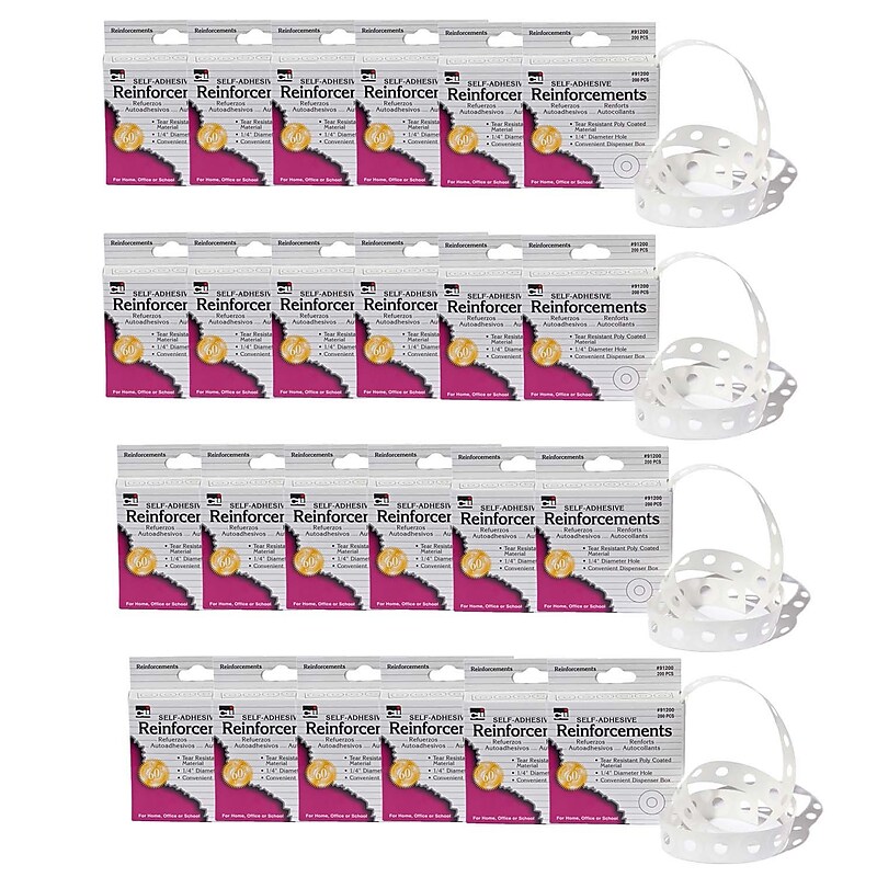Charles Leonard Reinforcement Labels, White, 200/Pack, 24 Packs/Bundle (CHL91200-24) image 1