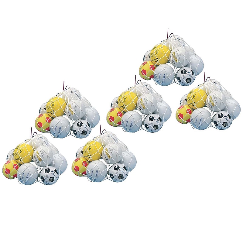 Champion Sports Nylon Ball Carry Bag, White, Pack of 6 (CHSBC10-6) image 1