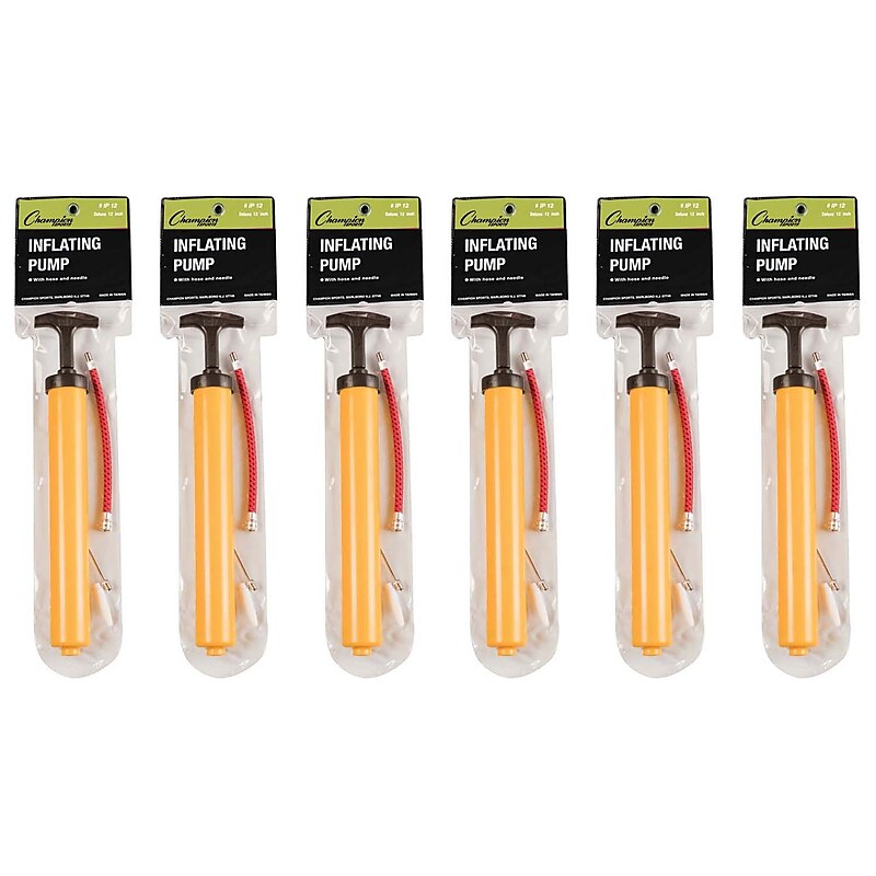 Champion Sports Inflating Pump, Yellow, Pack of 6 (CHSIP12-6) image 1
