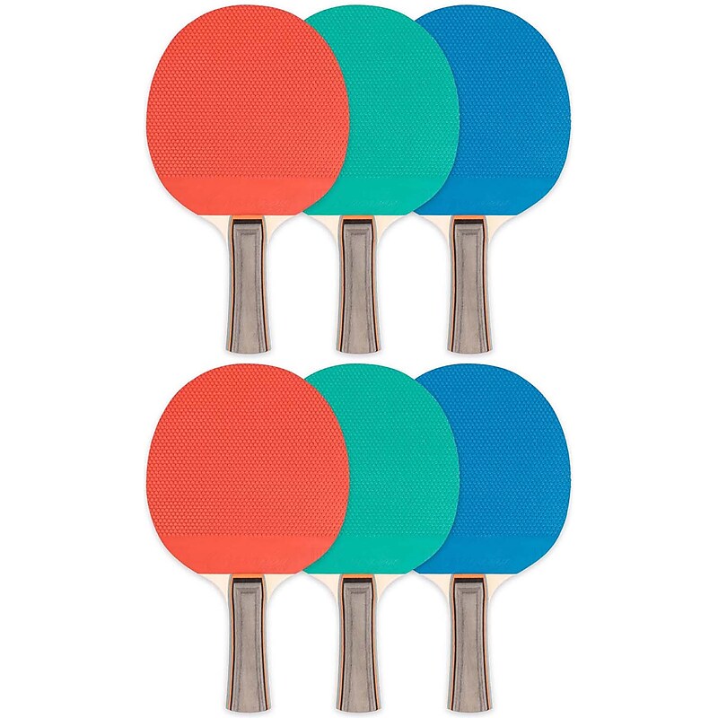 Champion Sports Rubber Face Table Tennis Paddle, Assorted, Pack of 6 (CHSPN1-6) image 1