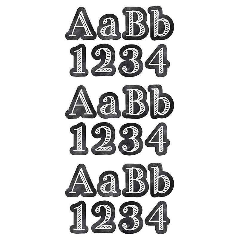 Creative Teaching Press® Chalk It Up! 4" Chalkboard Designer Letters, Black/White, 211 Per Pack, 3 Packs (CTP0279-3) image 1