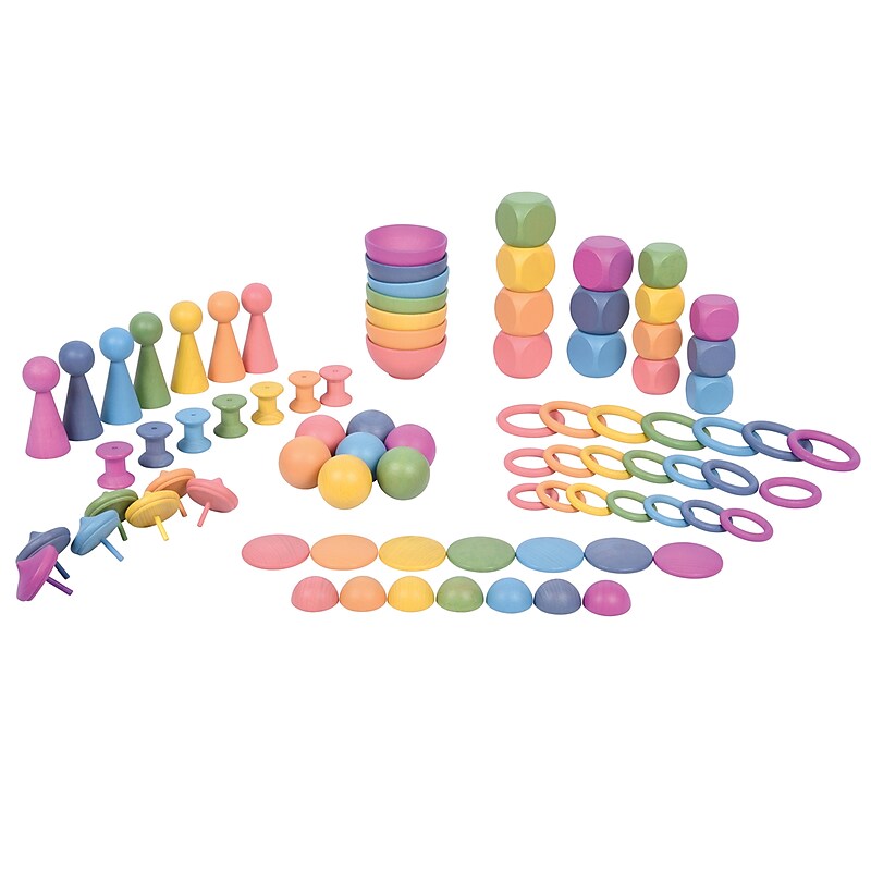TickiT® Rainbow Wooden Super Set, Assorted Rainbow Colors, 84 Pieces (CTU73979) image 1