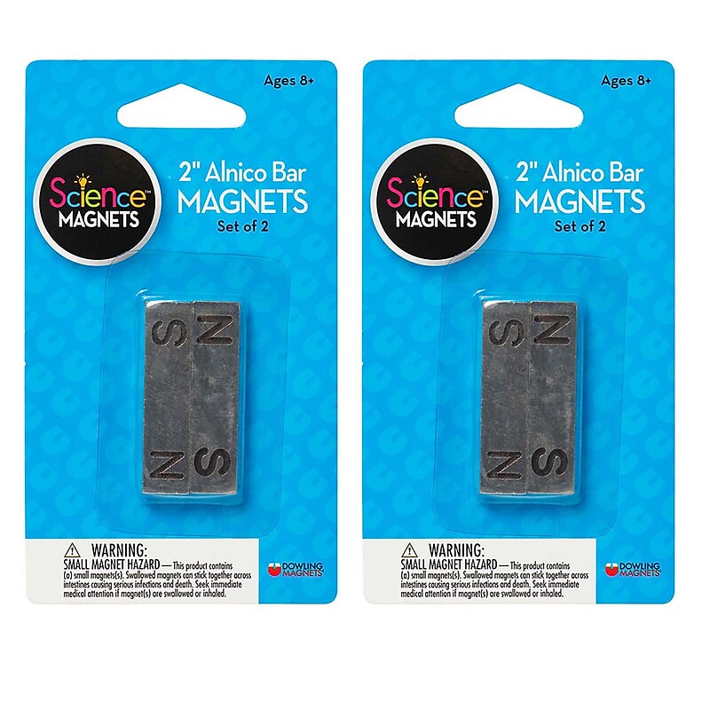 Dowling Magnets Alnico Bar Magnets, 2", N/S Stamped, Pack of 2, 2 Packs (DO-731012-2) image 1