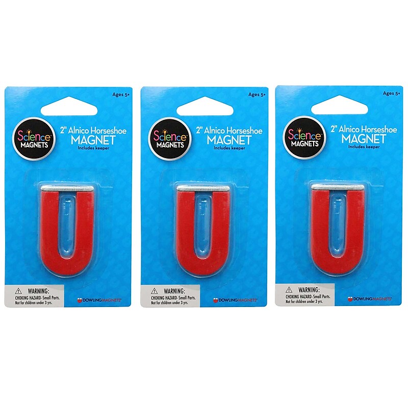 Dowling Magnets 2" Alnico Horseshoe Magnet, Pack of 3 (DO-731015-3) image 1