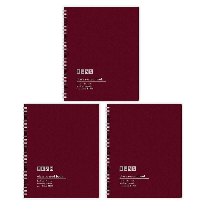 ELAN Publishing Class Record Book, Grades for 9-10 Weeks, 50 Student Names, Pack of 3 (ELNR1010-3) image 1