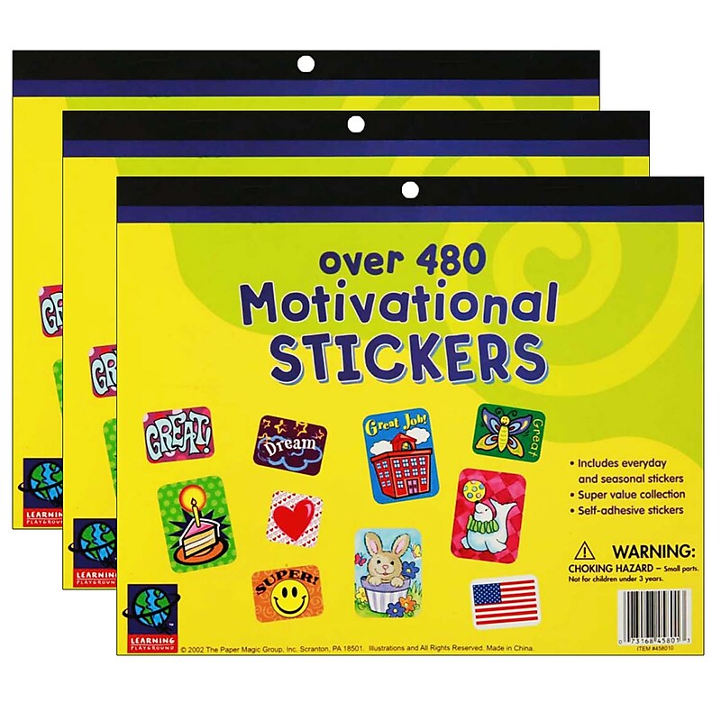 Eureka Jumbo Motivational Sticker Book, 480 Stickers Per Book, Pack of 3 (EU-458010-3) image 1