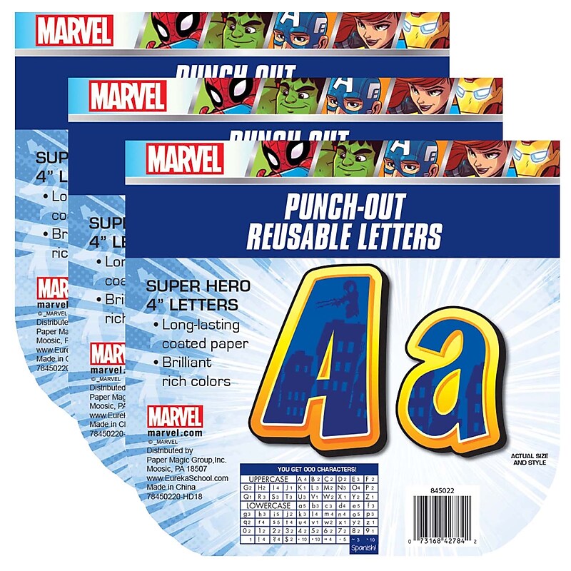 Eureka® Marvel™ Super Hero Adventure 4-1/8" Deco Letters, Assorted Colors, 223 Per Pack, 3 Packs (EU-845022-3) image 1