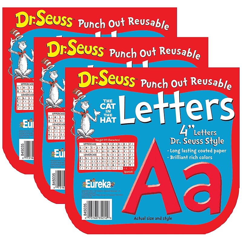 Eureka® Dr. Seuss™ 4" Reusable Punch Out Deco Letters, Red, 217 Pieces Per Pack, 3 Packs (EU-845035-3) image 1
