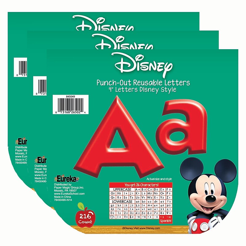 Eureka Mickey Mouse Clubhouse 4" Reusable Punch Out Deco Letters, Red, 216/Pack, 3 Packs (EU-845049-3) image 1