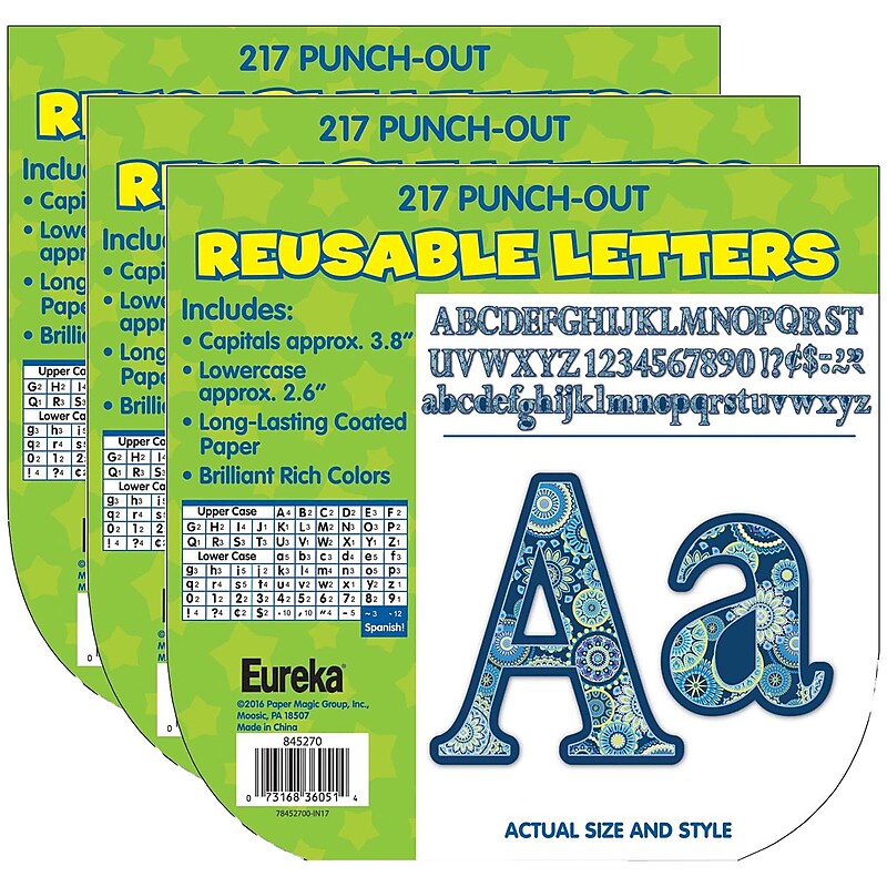 Eureka Blue Harmony Reusable Letters, Multicolored, 217/Pack, 3 Packs (EU-845270-3) image 1