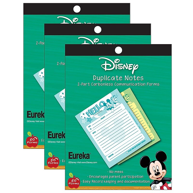 Eureka Mickey Hello Duplicate Notes, 50 Forms Per Pack, 3 Packs (EU-863202-3) image 1