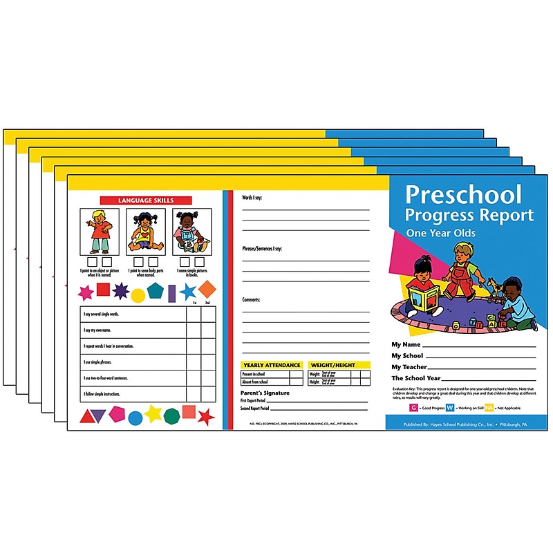 Hayes Publishing Preschool Progress Report, One Year olds, 10 Per Pack, 6 Packs (H-PRC09-6) image 1