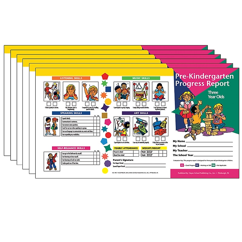 Hayes Publishing Pre-Kindergarten Progress Report (3 year olds), 10 Per Pack, 6 Packs (H-PRC11-6) image 1