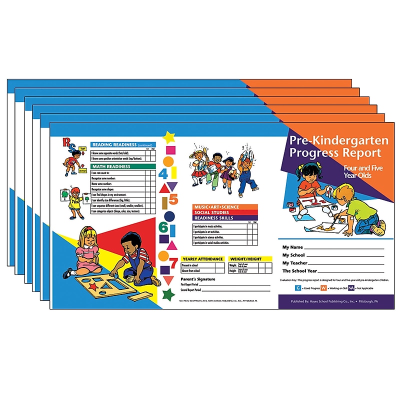 Hayes Publishing Pre-Kindergarten Progress Report (4 and 5 year olds), 10 Per Pack, 6 Packs (H-PRC12-6) image 1