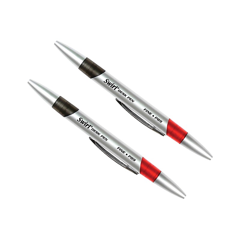 Moon Products Retractable Swirl Desk Pens, Fine Point, Red/Black Ink, 12/Pack, 2 Packs (JRMP89-2) image 1