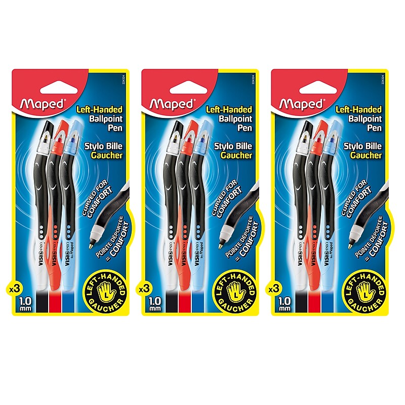 Maped Visio Ballpoint Pen for Lefties, Assorted Colored Ink, 3/Pack, 3 Packs (MAP224324-3) image 1