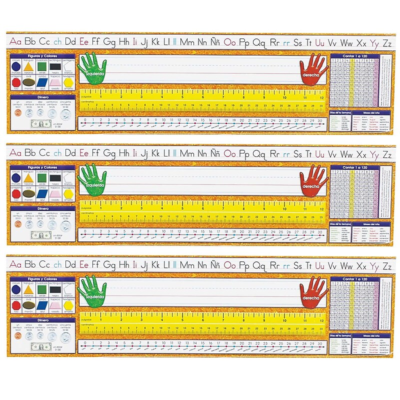 North Star Teacher Resources Traditional Manuscript Spanish Desk Plates, 19" x 5", 36 Per Pack, 3 Packs (NST9007-3) image 1