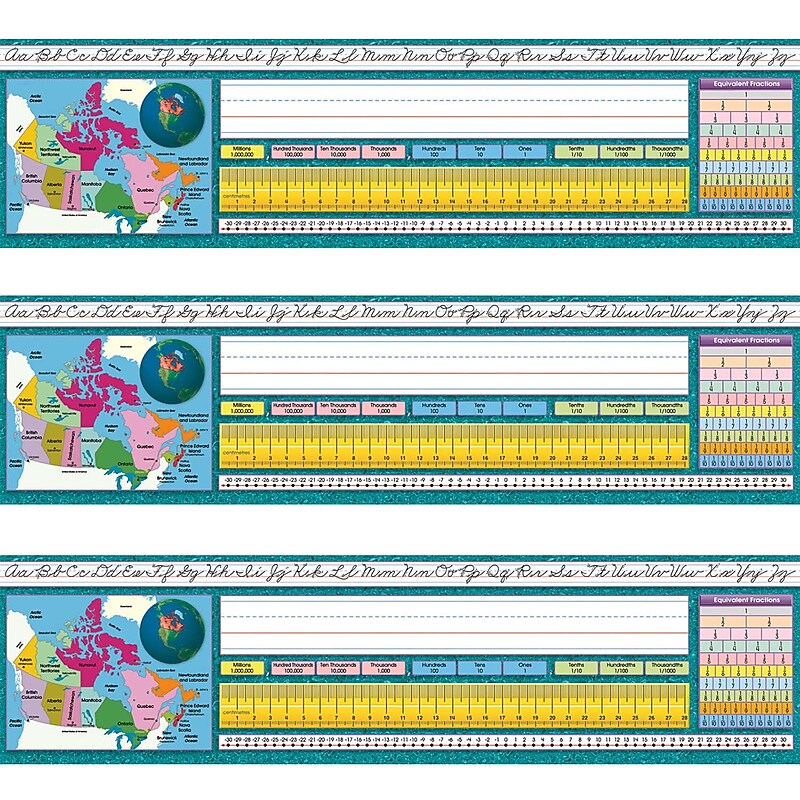 North Star Teacher Resources Canadian Intermediate Traditional Cursive Desk Plates, 19" x 5", 36/Pack, 3 Packs (NST9025-3) image 1