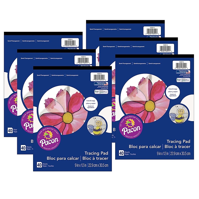 Prang® Tracing Paper Pad, Translucent, 9" x 12", 40 Sheets, Pack of 6 (PAC103914-6) image 1
