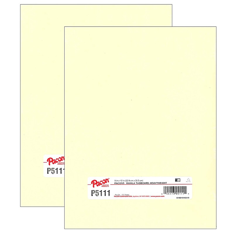 Pacon Heavyweight Tagboard, Manila, 9" x 12", 100 Sheets Per Pack, 2/Pack (PAC5111-2) image 1