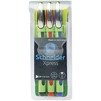 Schneider Xpress Fineliner Fineliner Pen, Fiber Tip 0.8mm, Assorted Colored Ink, 3 Per Pack, 3 Packs (PSY190093-3)